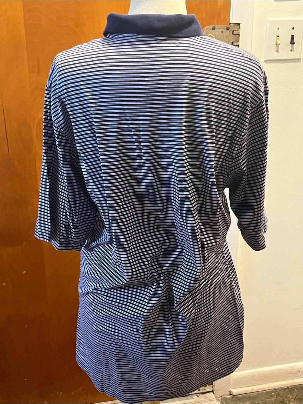 Polo Golf Ralph Lauren Men's Short Sleeve Shirt Size Medium, Navy/White Striped